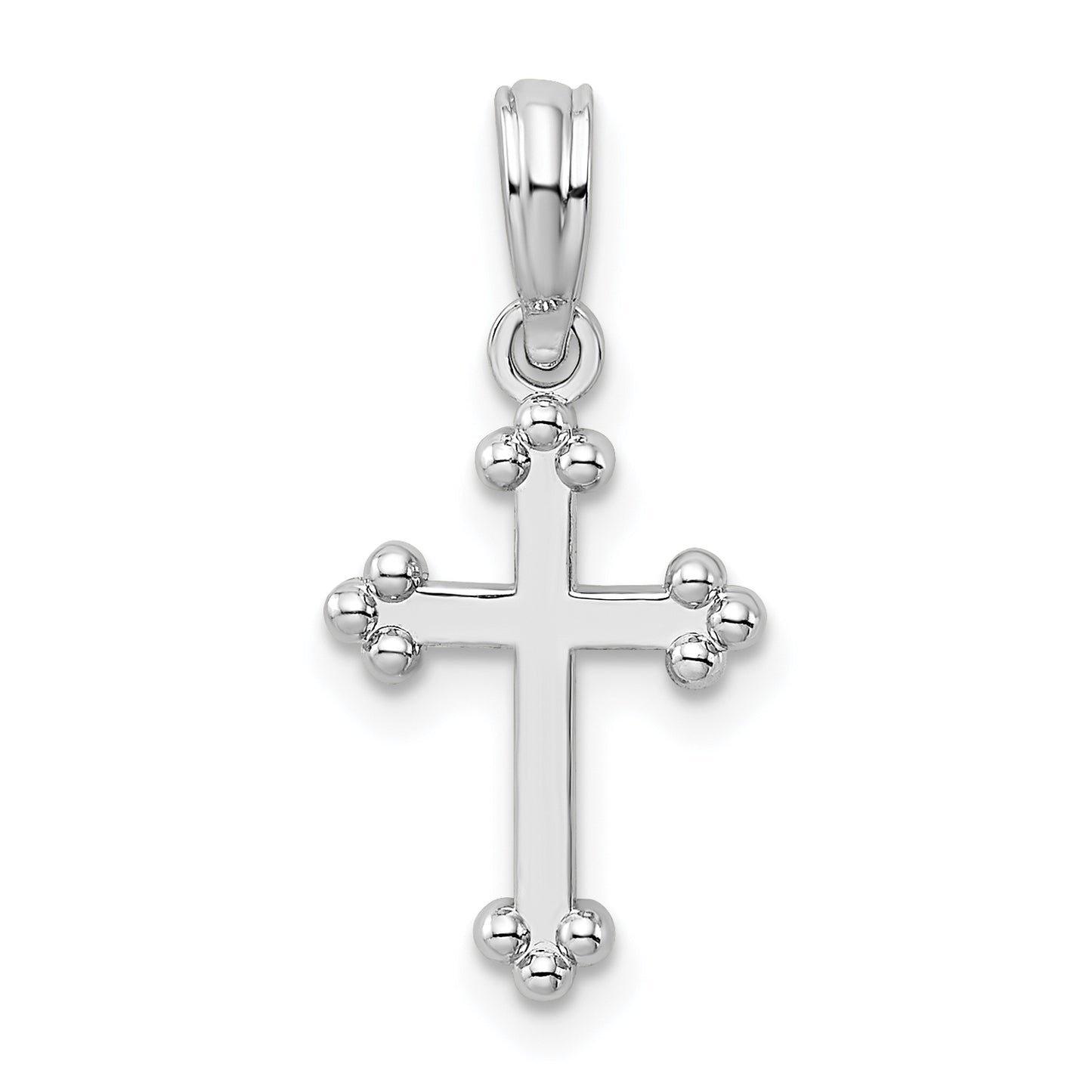 Sterling Silver Polished Budded Cross Small Pendant