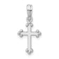 Sterling Silver RH-plated Polished Budded Cross Small Pendant