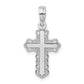 Sterling Silver Polished Lace Trim Cross Pendant