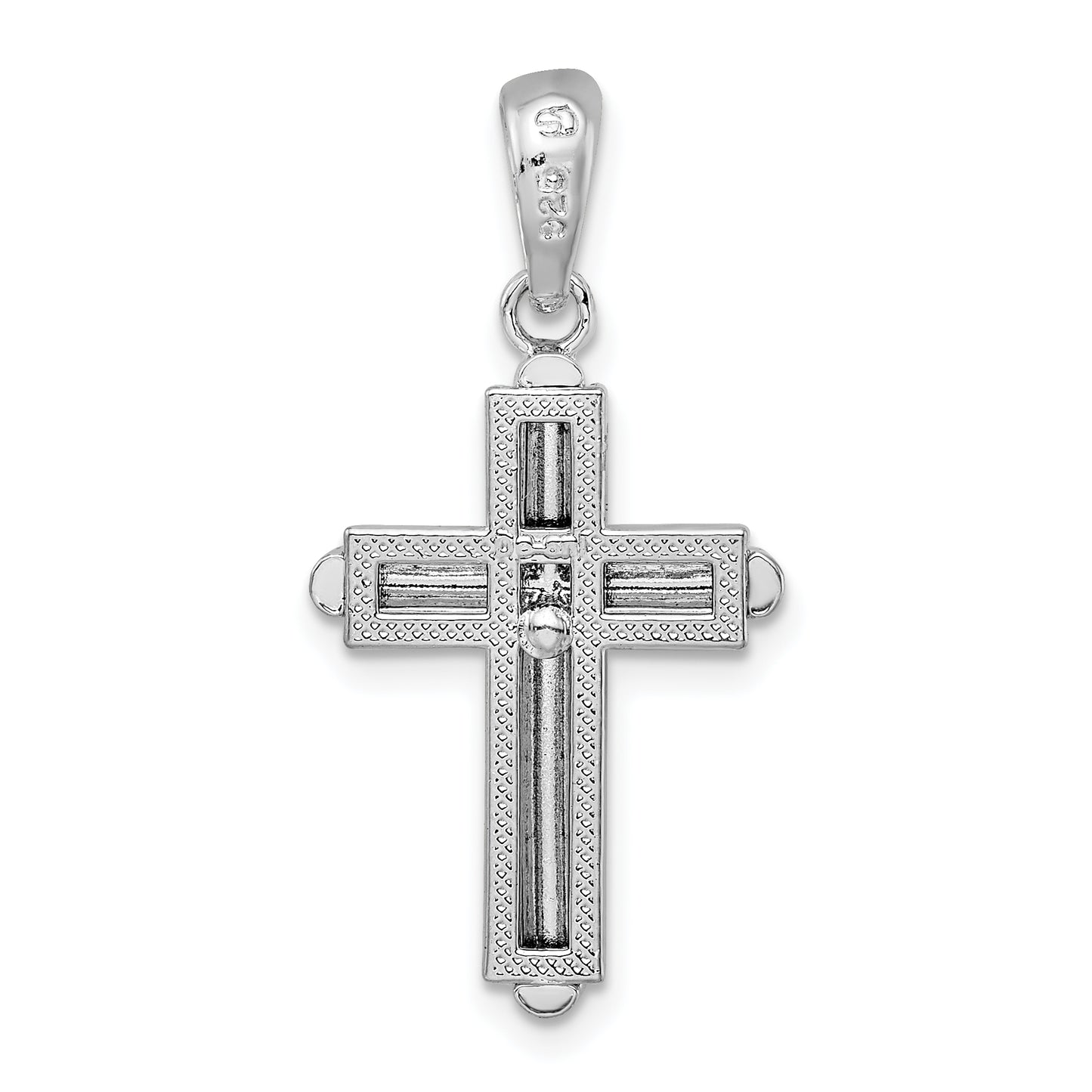 Sterling Silver Rounded Cross with Frame Pendant