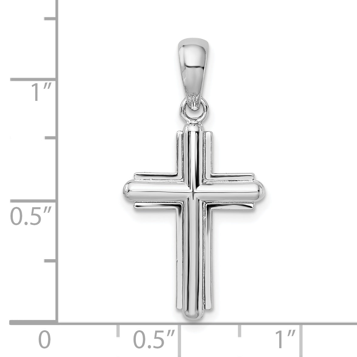 Sterling Silver Rhodium-plated Rounded Cross with Frame Pendant