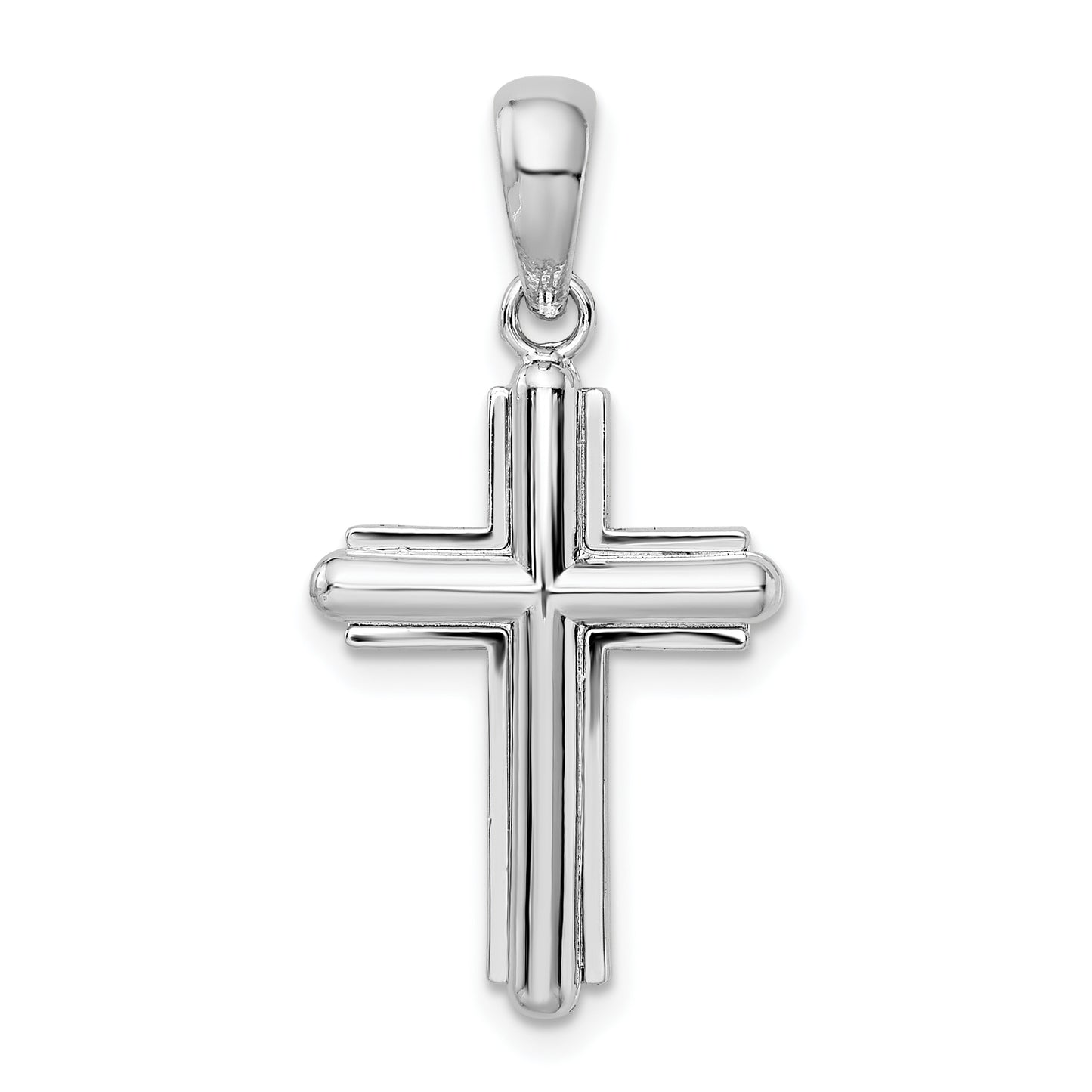 Sterling Silver Rounded Cross with Frame Pendant