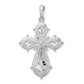 Sterling Silver Fancy Scroll Diamond-cut Rounded Cross Pendant