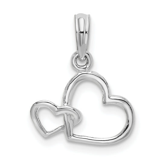 Sterling Silver Rhodium-plated Intertwined Double Hearts Pendant