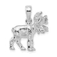Sterling Silver Textured 3D Standing Moose Pendant