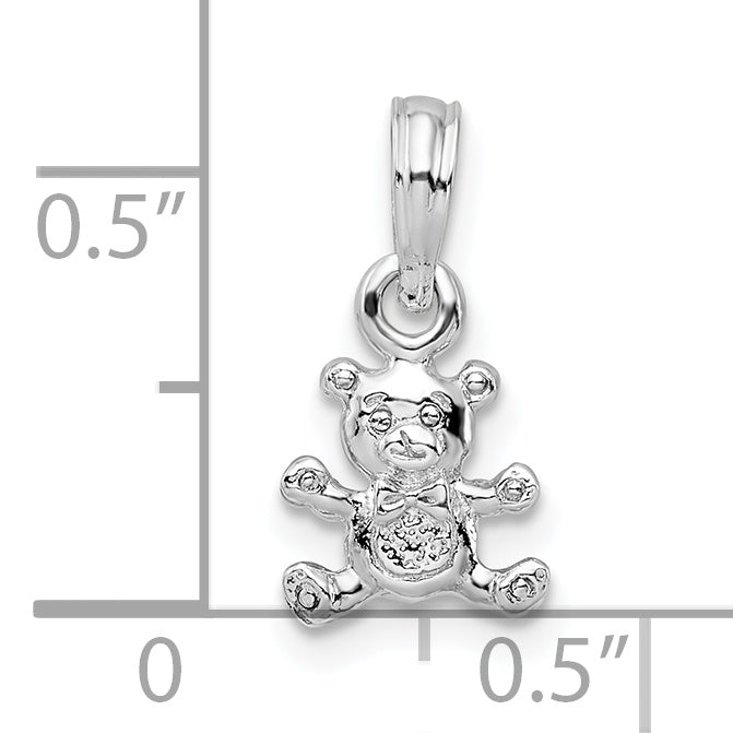 Sterling Silver Polished 3D Mini Bear Pendant
