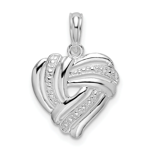 Sterling Silver RH-plated Polished Wrap Design Fancy Heart Pendant
