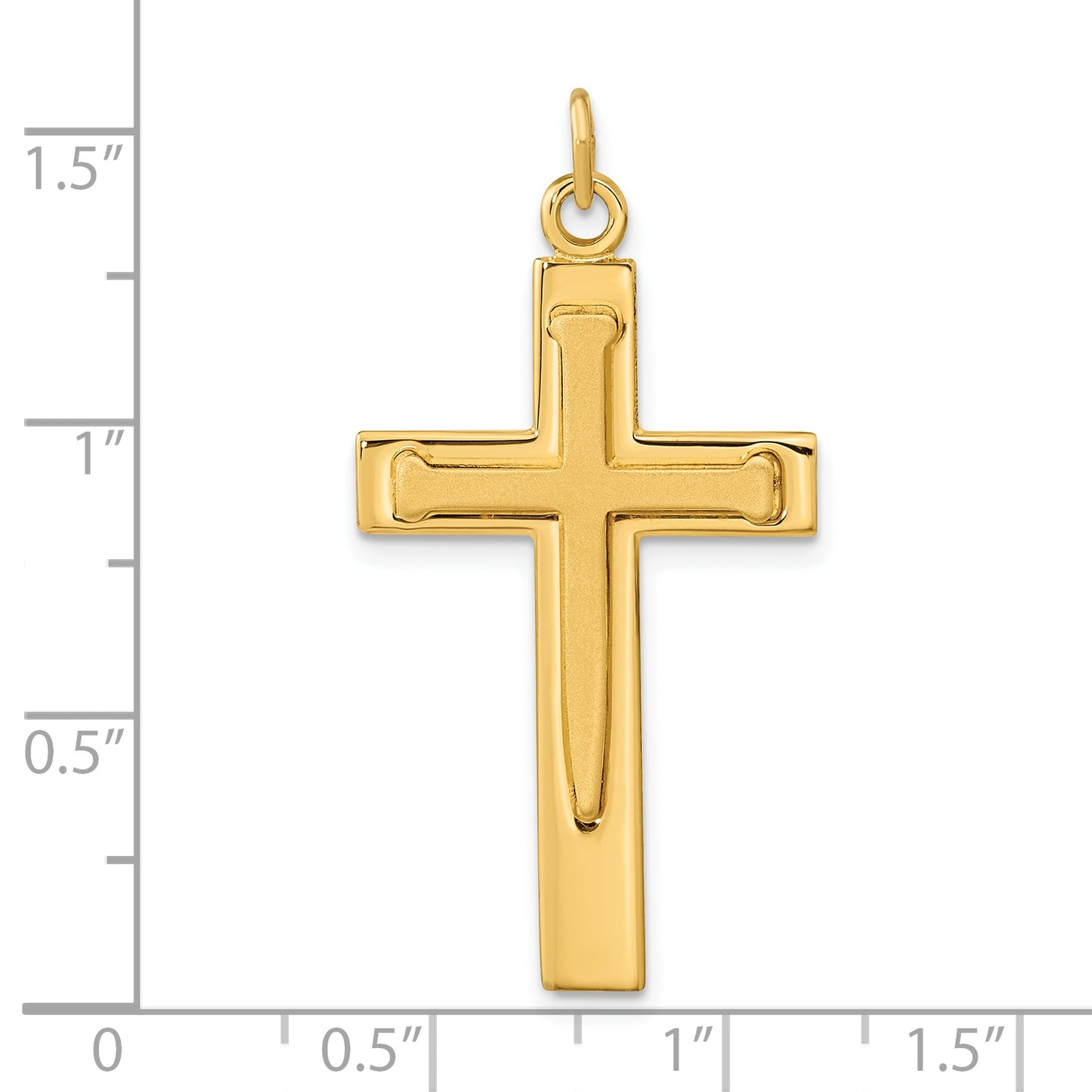 Sterling Silver Gold-plated Polished and Satin Double Cross Pendant