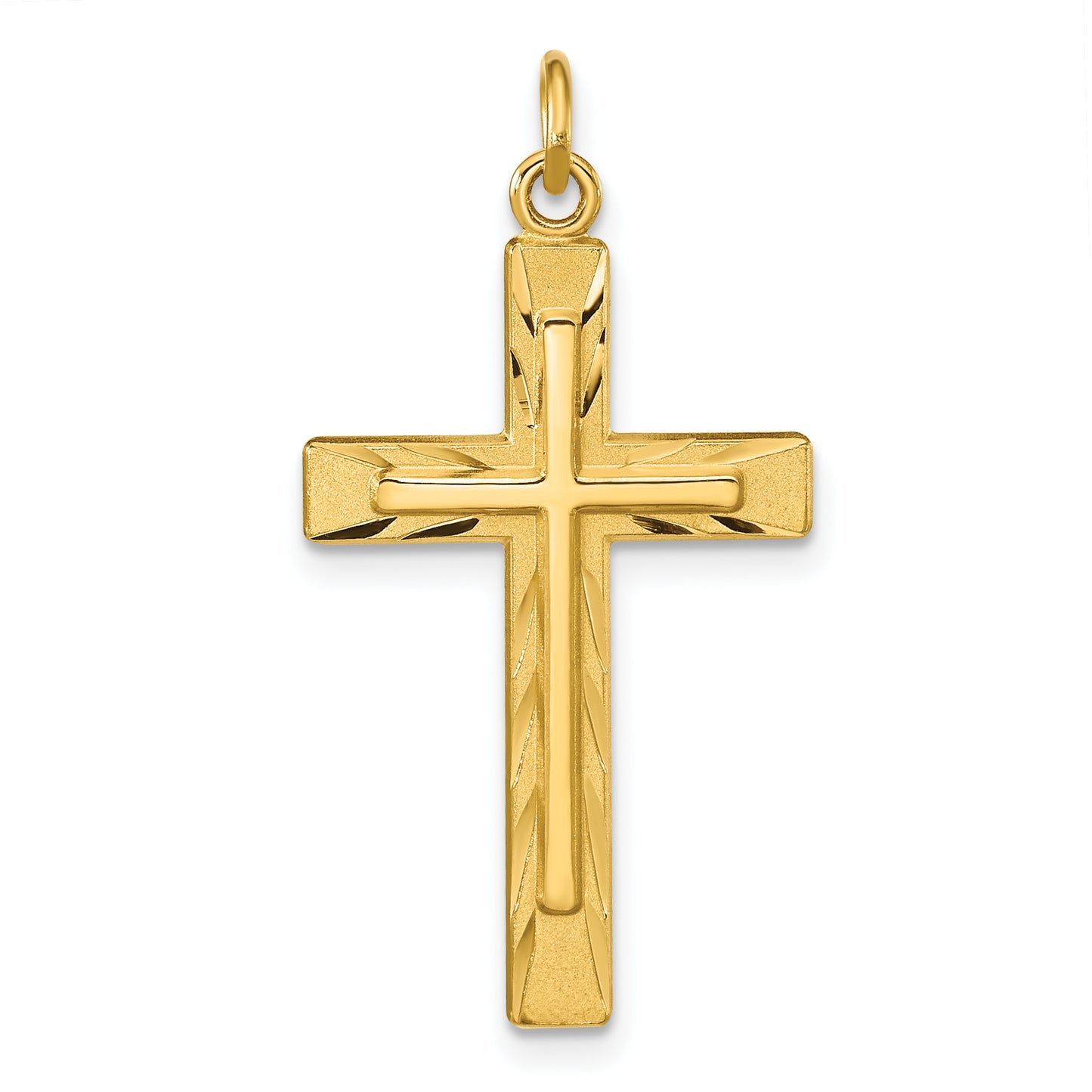 Sterling Silver Gold-plated Polished and Satin D/C Cross Pendant