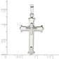 Sterling Silver Polished Fleur de Lis Cross with Cross Center Pendant
