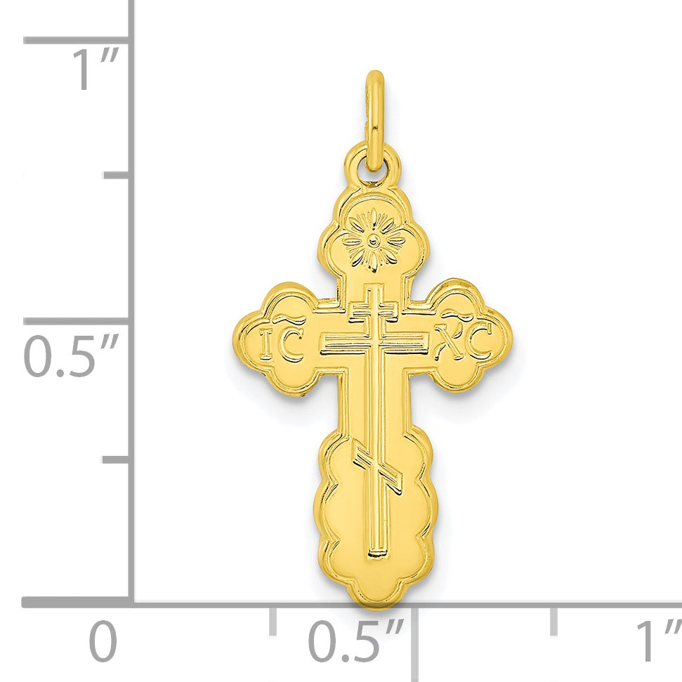 Stelring Silver Gold-tone Polished Solid Miraculous Symbols Cross Pendant