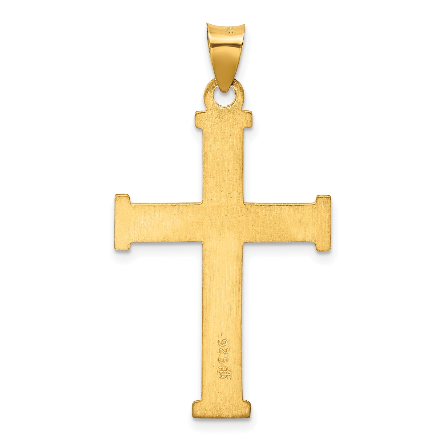 Sterling Silver Gold-tone Polished Solid Cross Pendant