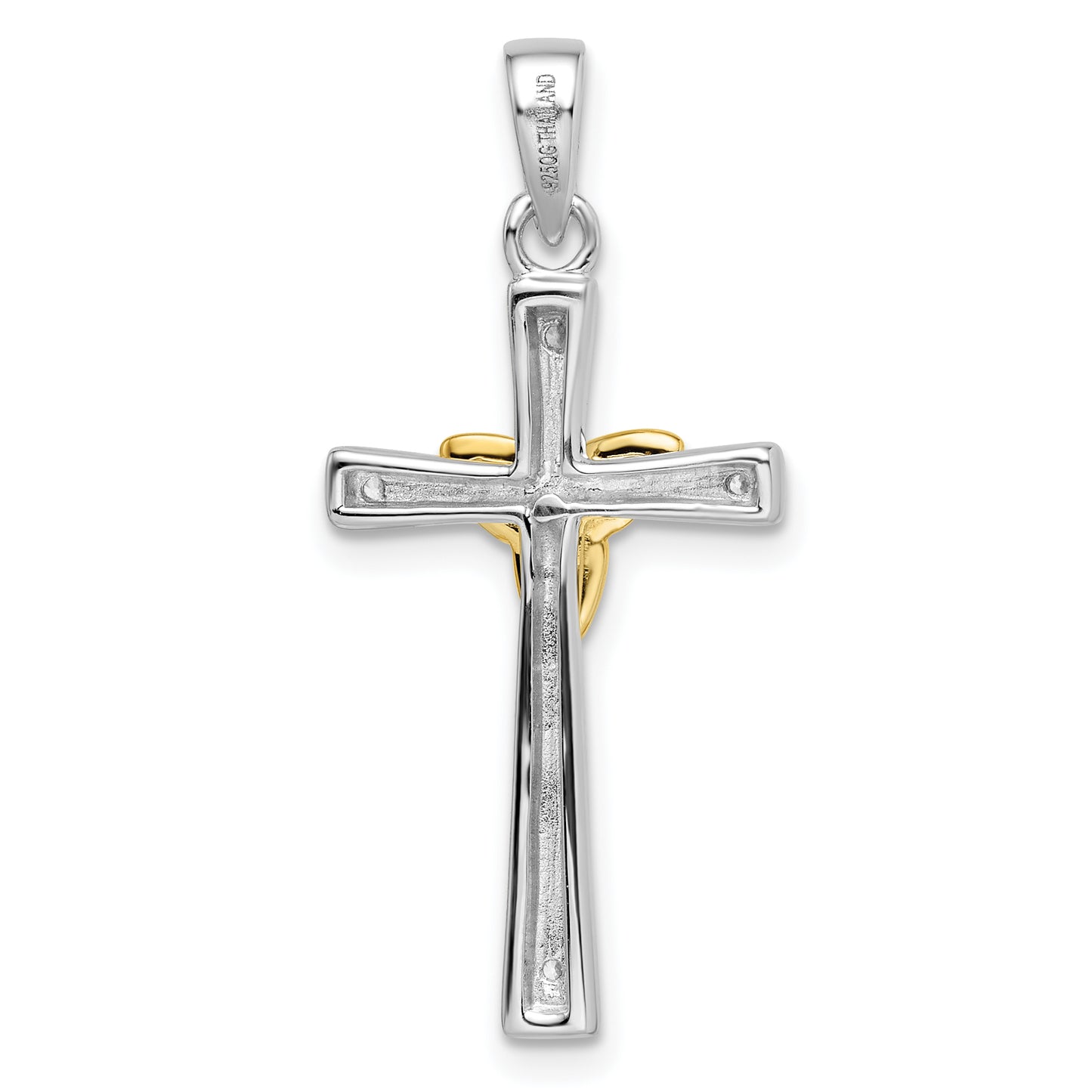 Sterling Silver RH-plated and Gold-plated CZ Cross with Celtic Cross Pendant
