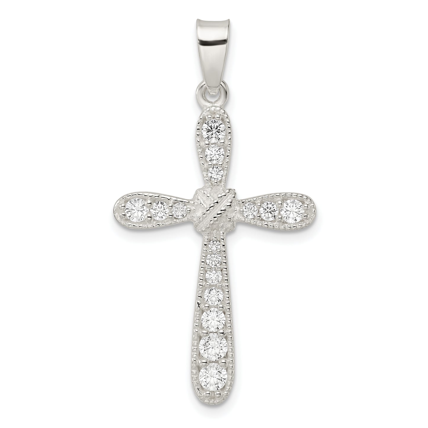 Sterling Silver CZ with X-Center Cross Pendant