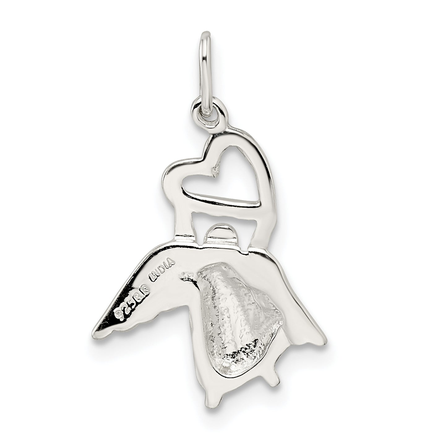 Sterling Silver Polished Angel with Heart Pendant