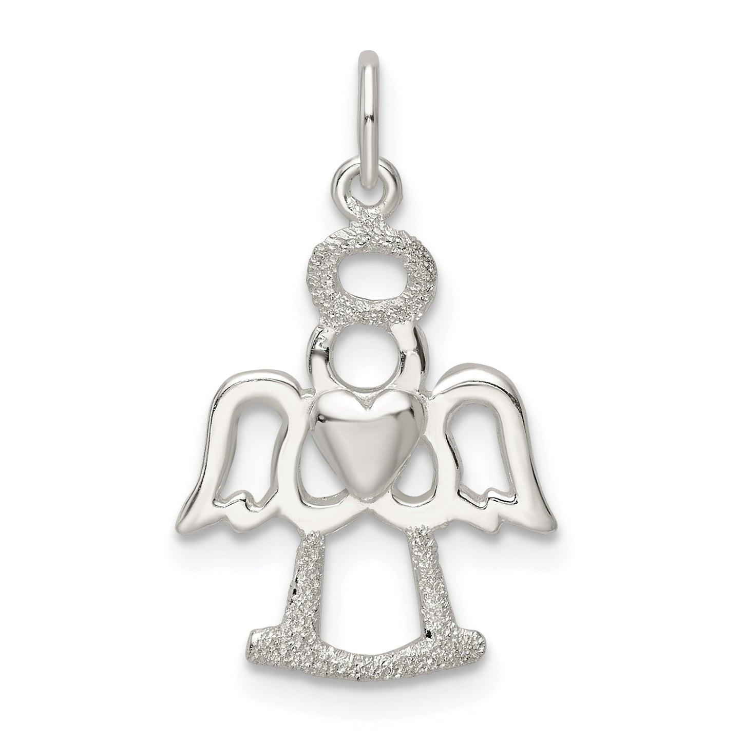 Sterling Silver Polished and Lasered Angel Pendant