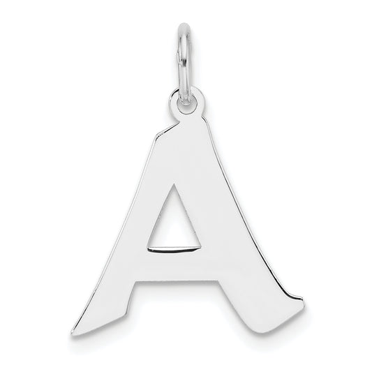 Small Sterling Silver Rhodium-plated Artisan Block Letter A Initial Charm