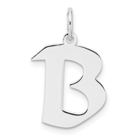 Small Sterling Silver Rhodium-plated Artisan Block Letter B Initial Charm