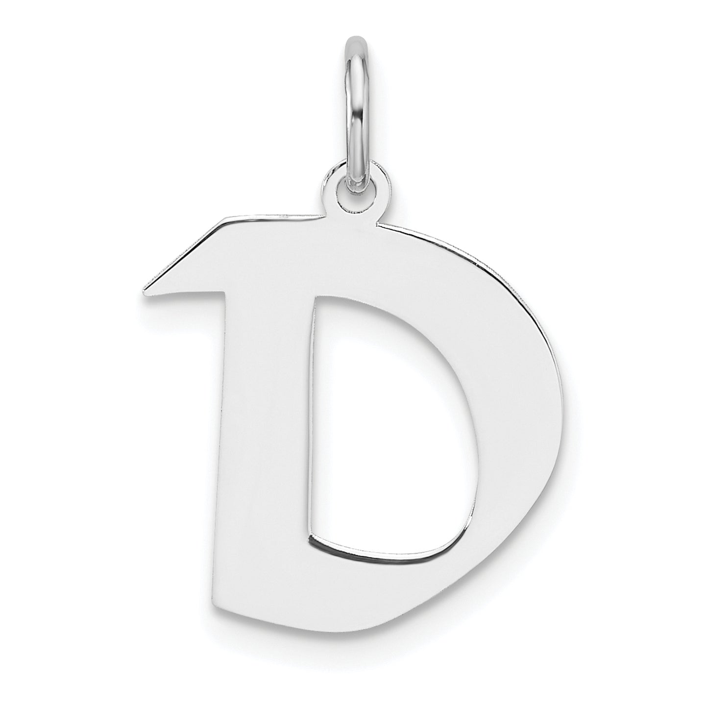 Small Sterling Silver Rhodium-plated Artisan Block Letter D Initial Charm