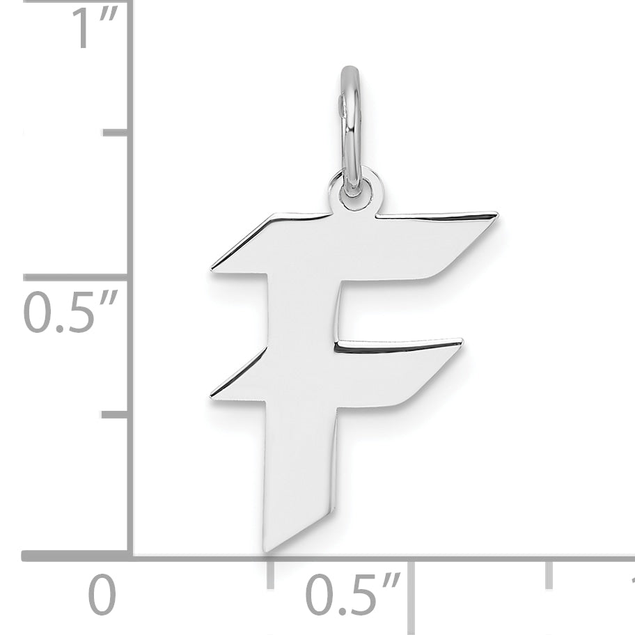 Small Sterling Silver Rhodium-plated Artisan Block Letter F Initial Charm
