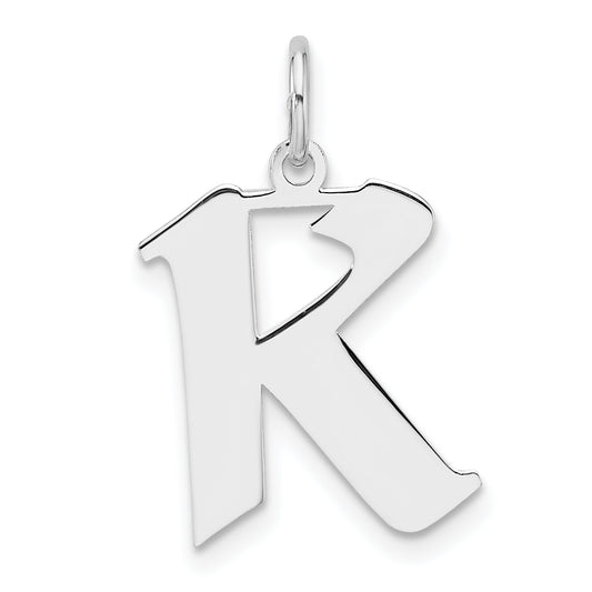 Small Sterling Silver Rhodium-plated Artisan Block Letter K Initial Charm
