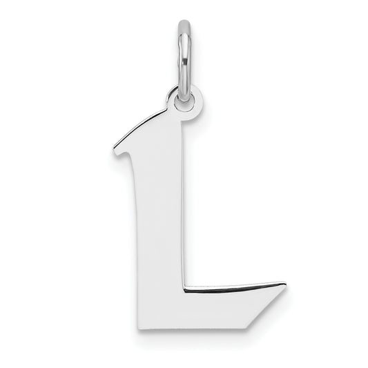 Small Sterling Silver Rhodium-plated Artisan Block Letter L Initial Charm