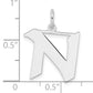 Small Sterling Silver Rhodium-plated Artisan Block Letter N Initial Charm
