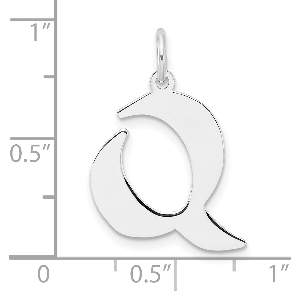 Small Sterling Silver Rhodium-plated Artisan Block Letter Q Initial Charm
