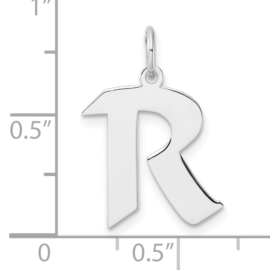 Small Sterling Silver Rhodium-plated Artisan Block Letter R Initial Charm