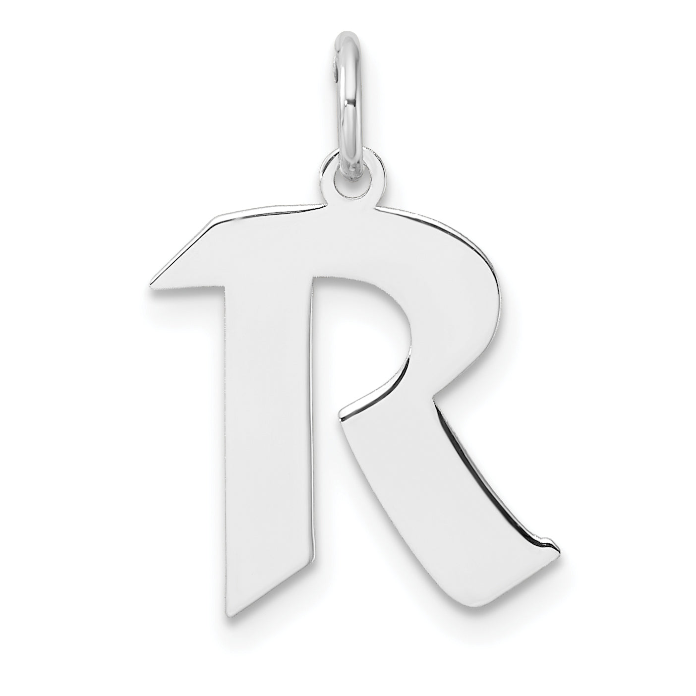 Small Sterling Silver Rhodium-plated Artisan Block Letter R Initial Charm