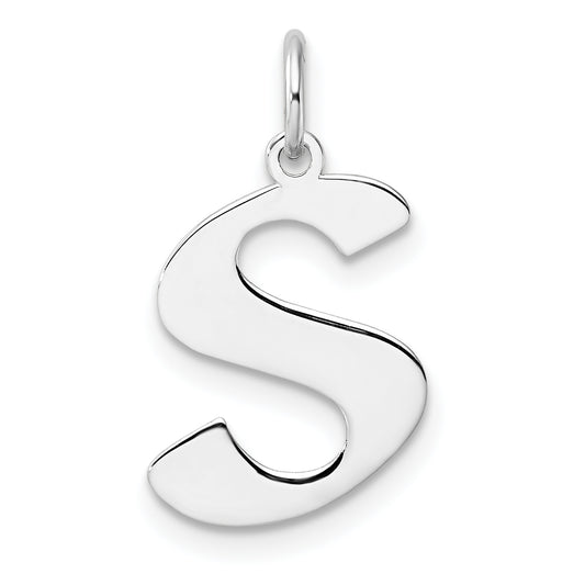 Small Sterling Silver Rhodium-plated Artisan Block Letter S Initial Charm