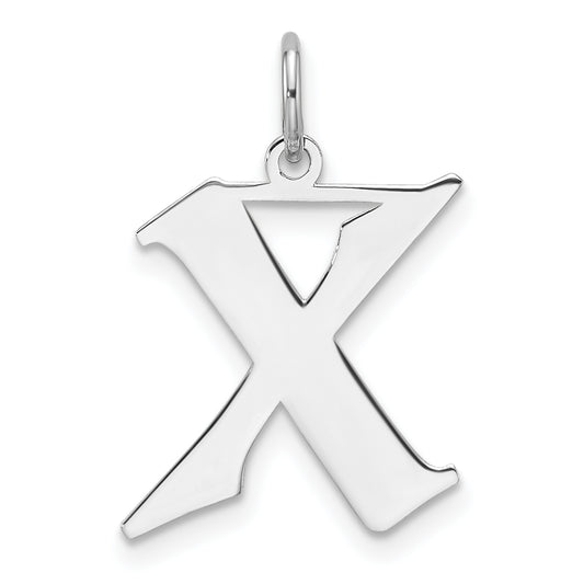 Small Sterling Silver Rhodium-plated Artisan Block Letter X Initial Charm