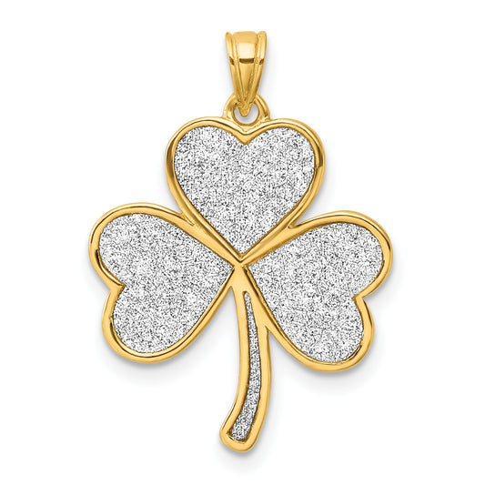 Sterling Silver Polished Gold-tone Glitter Paper Clover Pendant