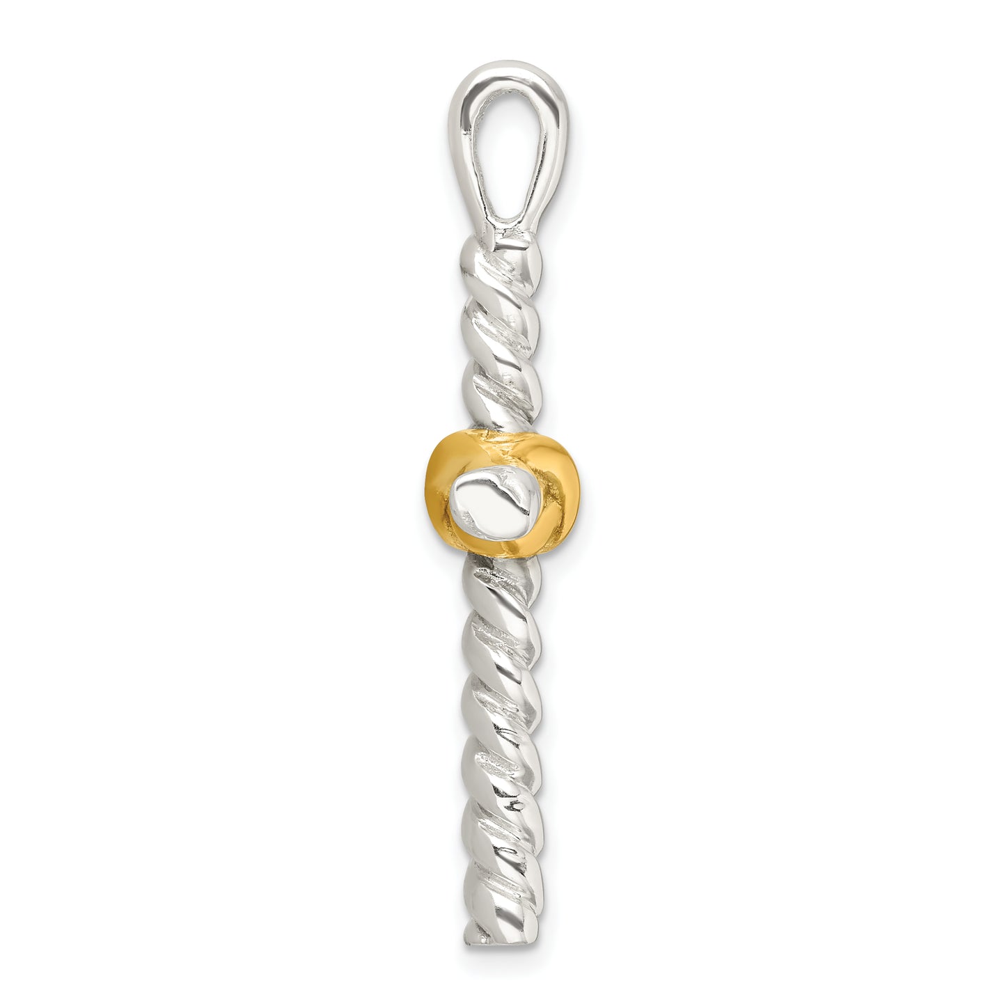Sterling Silver and Gold-tone Polished Cross Pendant