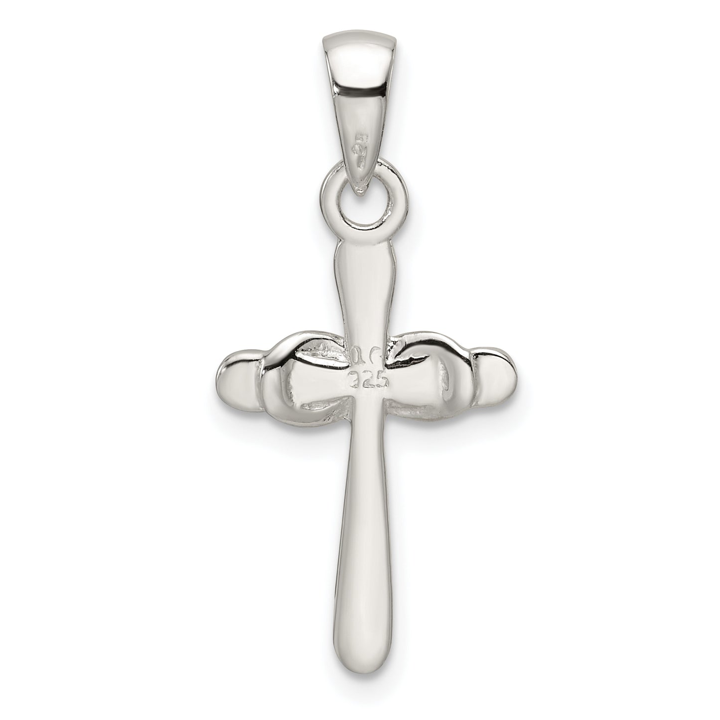 Sterling Silver Polished White Enamel Infinity Cross Pendant