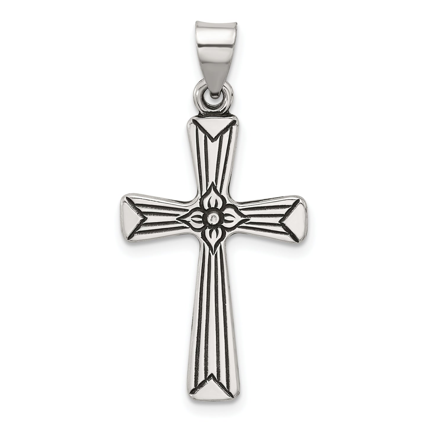 Sterling Silver Antiqued Solid Cross Pendant
