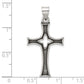 Sterling Silver Antiqued Solid Textured Cut Out Cross Pendant