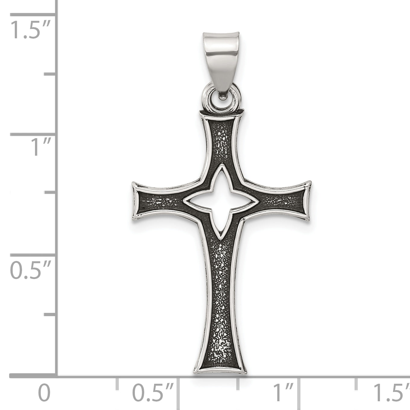Sterling Silver Antiqued Solid Textured Cut Out Cross Pendant