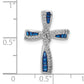 SS Flash Platinum-plated Synthetic Blue Spinel and CZ Cross Charm