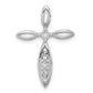 Sterling Silver Rhodium-plated Polished CZ Pointed Cross Chain Slide