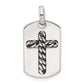 Sterling Silver Antiqued Chain Inlay Cross Dog Tag