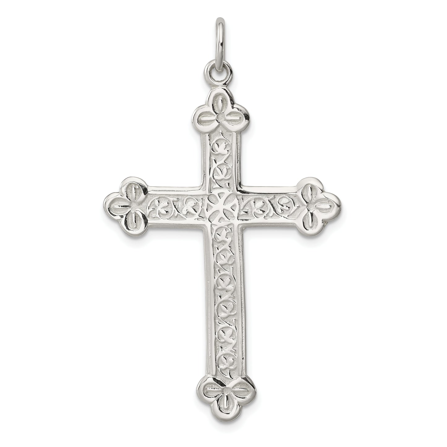 Sterling Silver Budded Cross Pendant