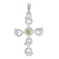 Sterling Silver Green and Clear CZ Cross Pendant