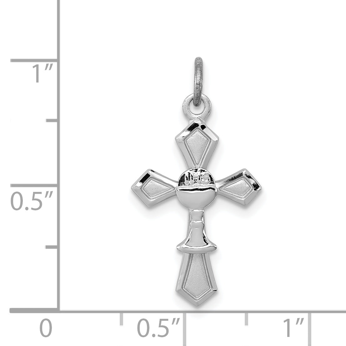 Sterling Silver Rhodium-plated Chalice Cross Charm
