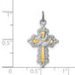 Sterling Silver Rhodium-plated and Vermeil Dove Cross Charm