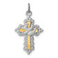 Sterling Silver Rhodium-plated and Vermeil Dove Cross Charm