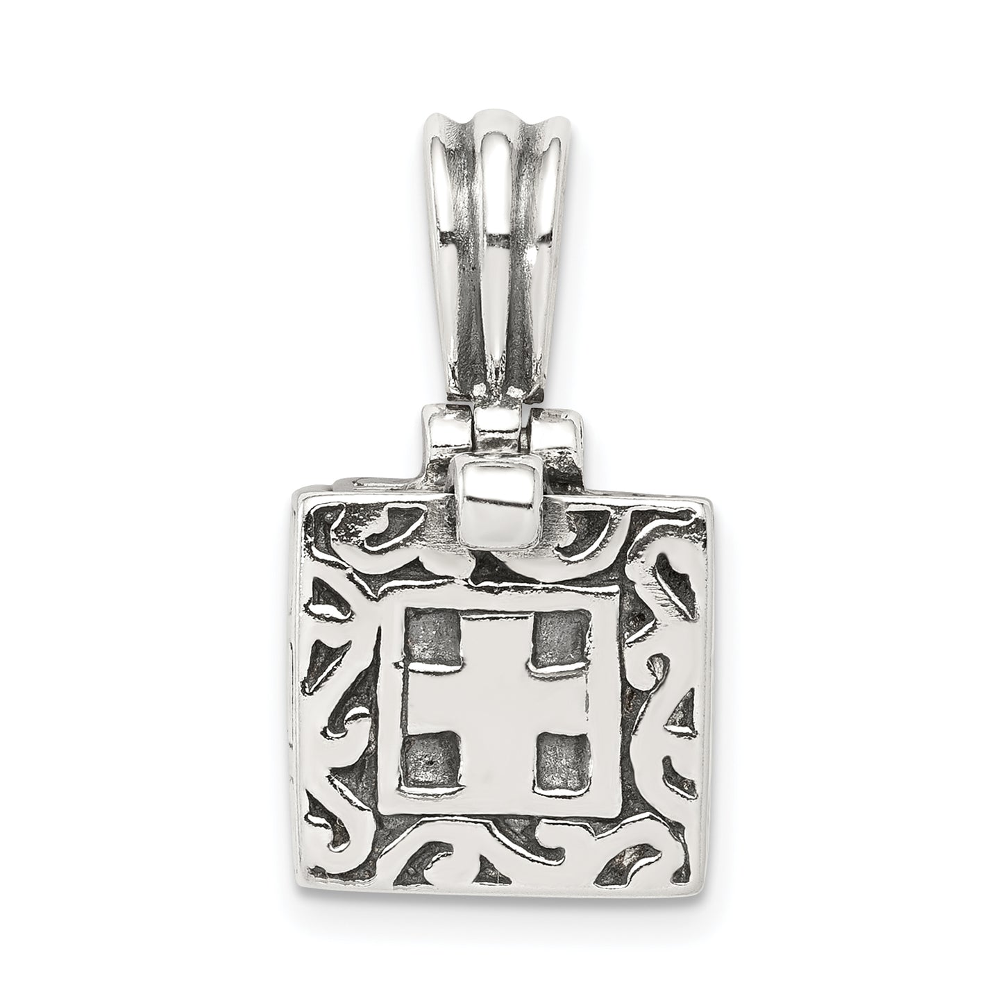 Sterling Silver Faith and Hope Prayer Box Pendant
