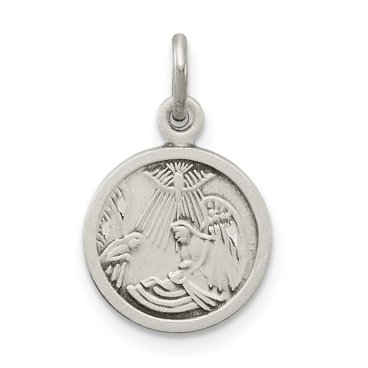 Sterling Silver Antiqued Baptism Medal