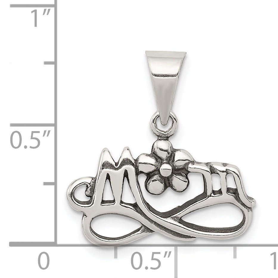 Sterling Silver Antiqued Mom Charm