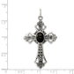 Sterling Silver Onyx Antiqued Cross Pendant